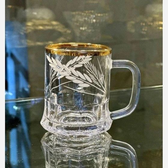 فنجان عینکی تراش گندم لب طلا